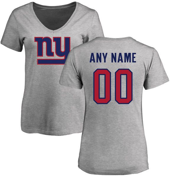 Women New York Giants NFL Pro Line Ash Custom Name and Number Logo Slim Fit T-Shirt->nfl t-shirts->Sports Accessory